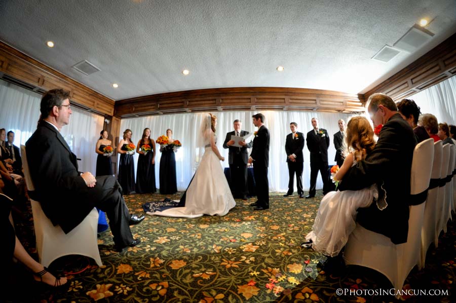 fisheye picture of wedding ceremony
