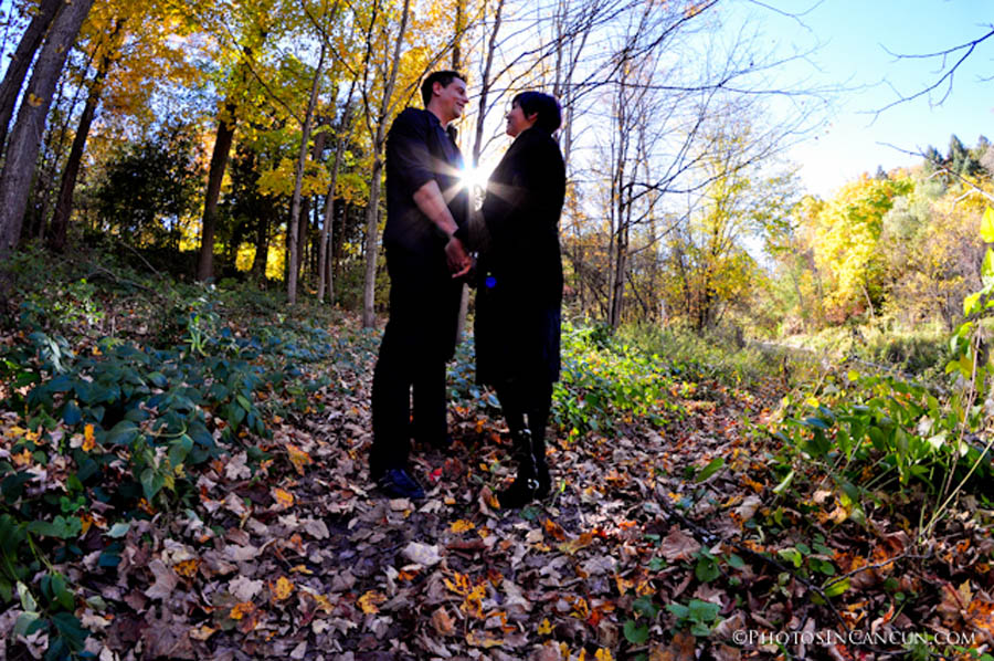 Ground Eye View of couple in Fall