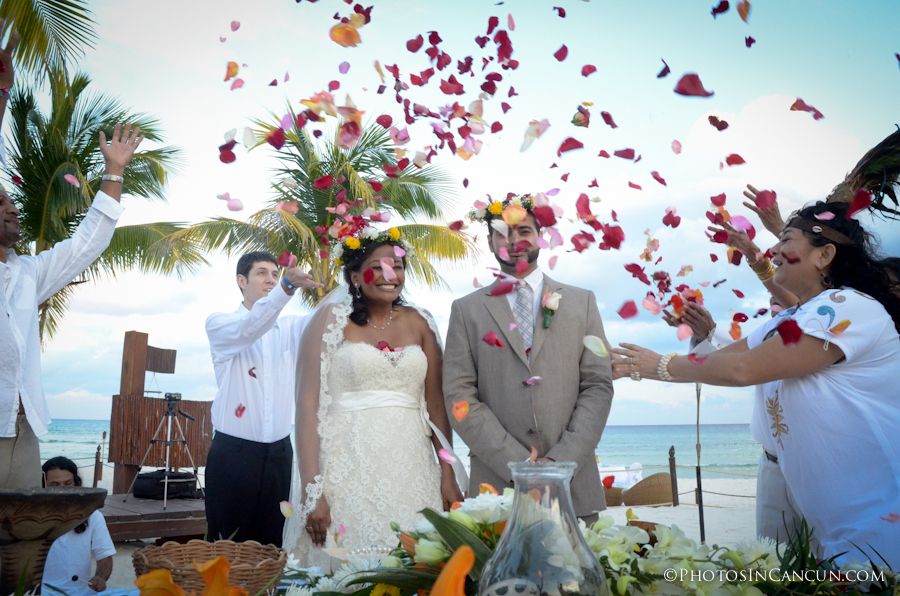beach wedding photographer mayan wedding mayan ceremony beach petals