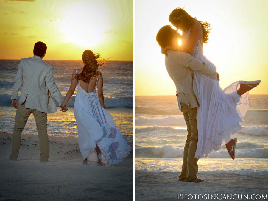 https://www.photosincancun.com/ Photos In Cancun - Sunrise Bridal Session - Underwater Trash The Dress