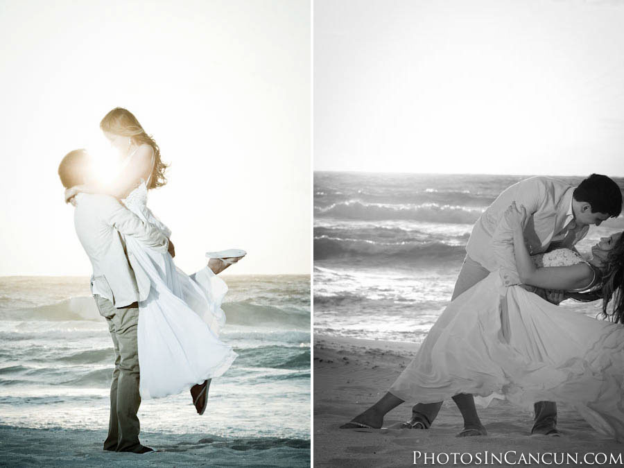 https://www.photosincancun.com/ Photos In Cancun - Sunrise Bridal Session - Underwater Trash The Dress