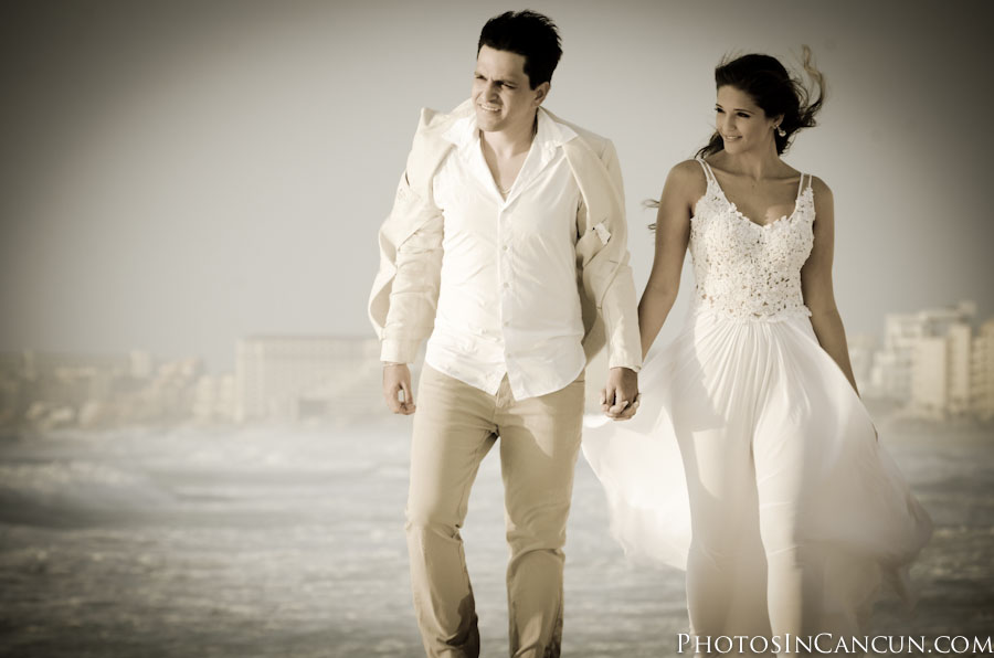 https://www.photosincancun.com/ Photos In Cancun - Sunrise Bridal Session - Underwater Trash The Dress