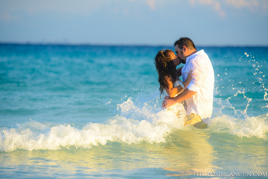 Playa Del Carmen Beach Couple Trash The Dress Photos