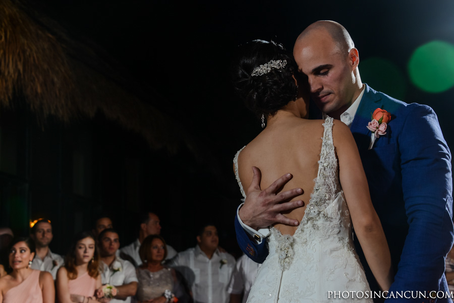 1st Dance at the Tequila Terrace beach wedding reception at the Now Sapphire in Peurto Morelos