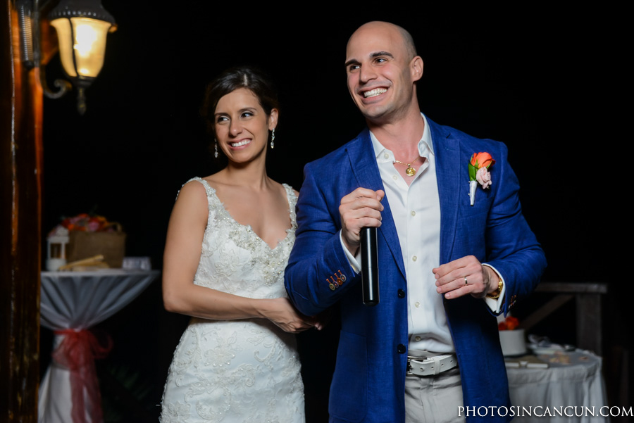 Speech at the Tequila Terrace beach wedding reception at the Now Sapphire in Peurto Morelos
